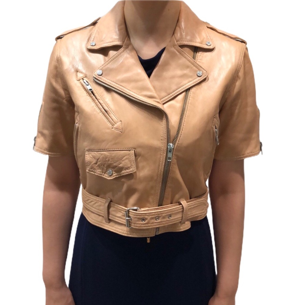 Paul&Joe sister real lamp leather Jacket